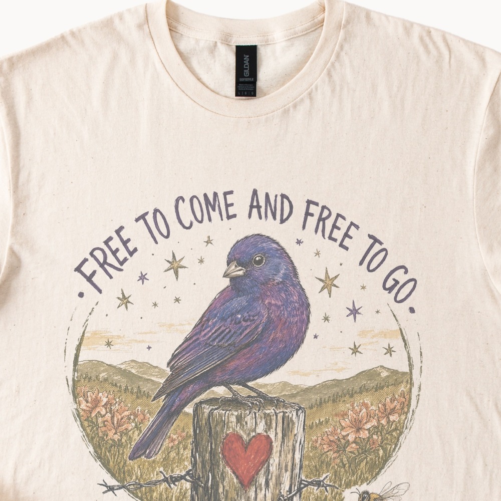 Free to Come and Go Bird Graphic Tee Nature Art